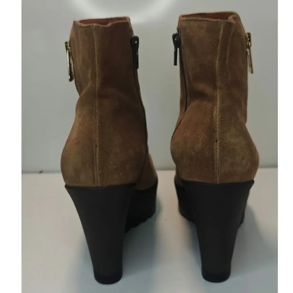 Vintage Y2K brown Platform wedge booties sz 8.5